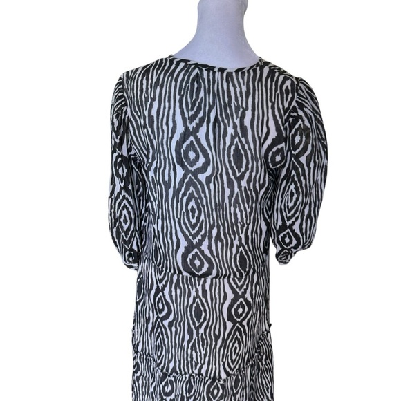 Banjanan - Midi Dress Black & White Abstract Print Sz S - Picture 6 of 9